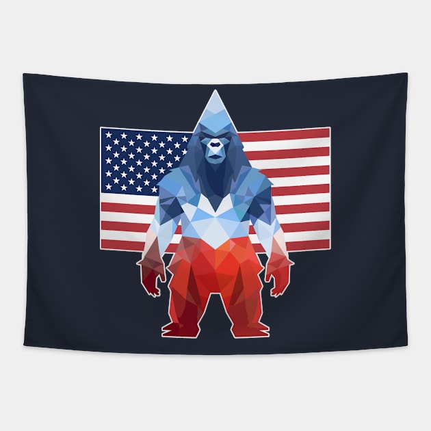 Geometric Bigfoot 4th of July Design Tapestry by DanielLiamGill