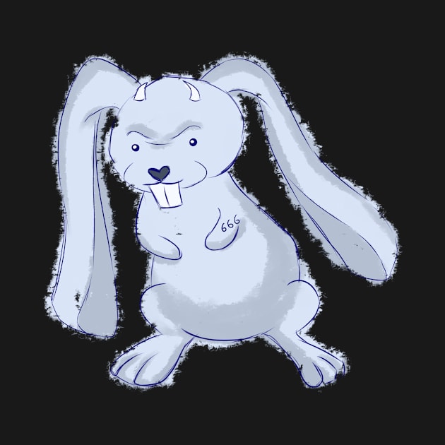 Blue evil cute rabbit by Demonic cute cat