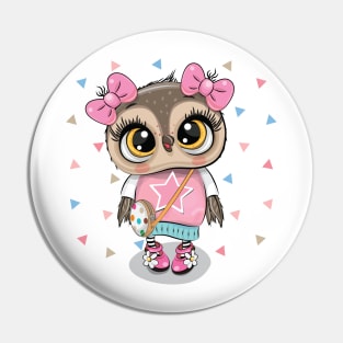 Cute little owl with bows and purse Pin