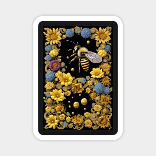 Honey Bee With Flowers Magnet