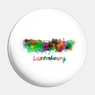 Luxembourg skyline in watercolor Pin