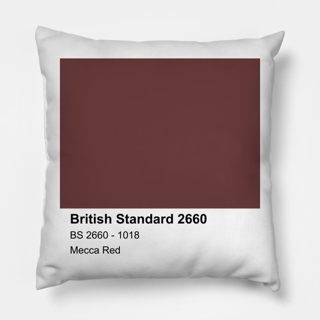 Mecca Red British Standard 1018 Colour Swatch Pillow by mwcannon