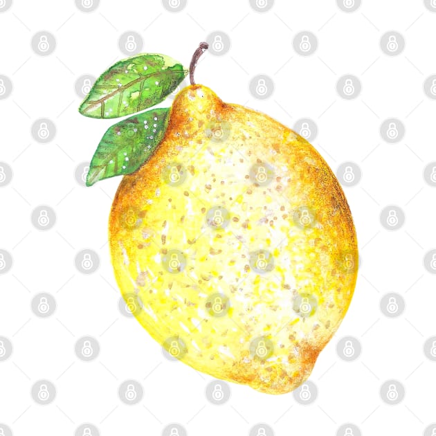 Watercolor Lemon Pattern on White by Neginmf