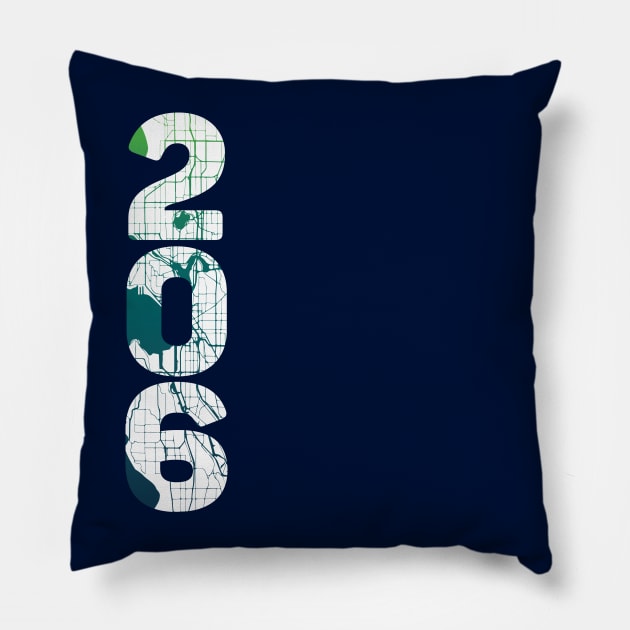 Seattle WA City Map and 206 Area Code Pillow by polliadesign