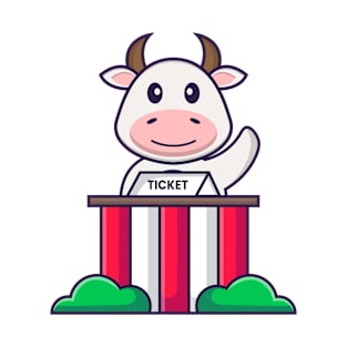 Cute cow is being a ticket keeper. T-Shirt