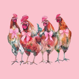 Pink bow chickens T-Shirt