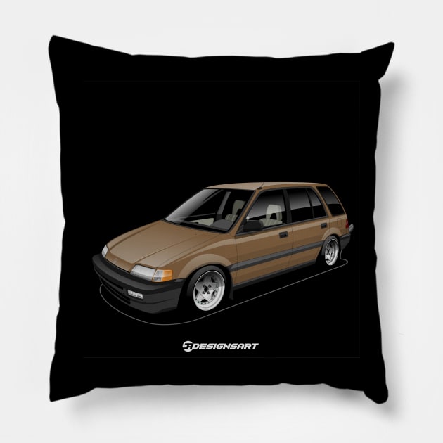 Civic wagon black background Pillow by EF Warehouse 