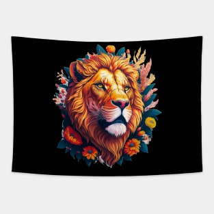 Lion with Flowers Tapestry