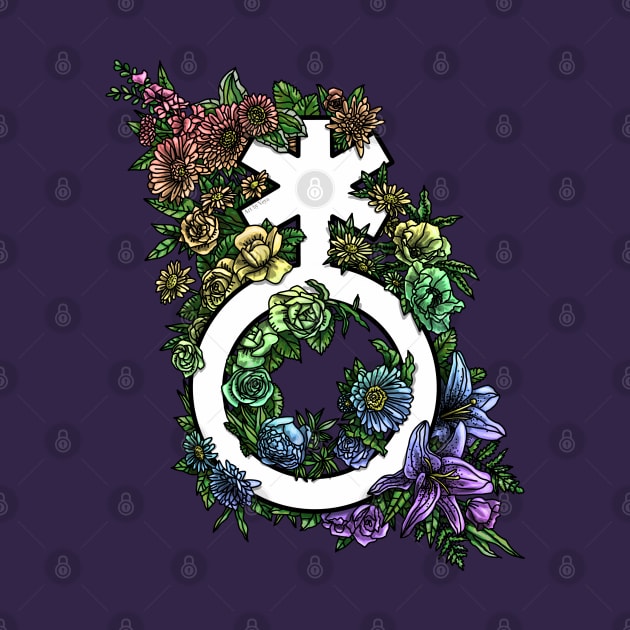 Non-binary Symbol Flowers Rainbow by Art by Veya