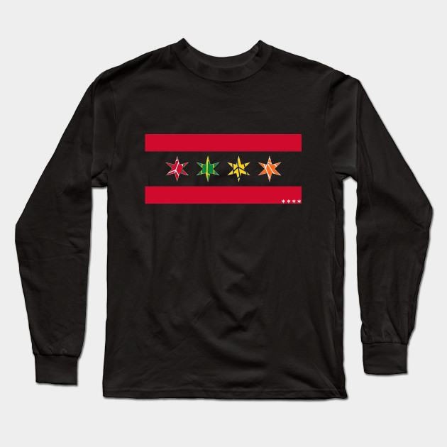 blackhawks shirt with chicago flag