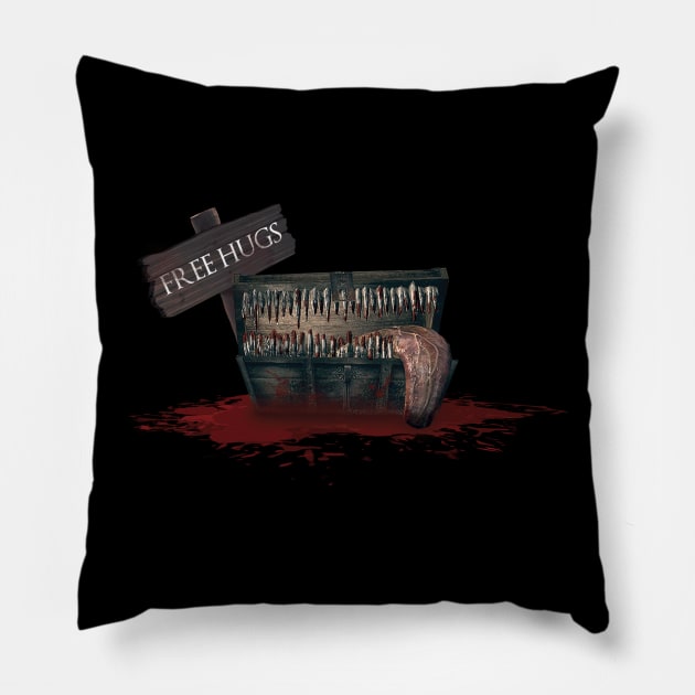 Dark Souls Mimic - Free Hugs Pillow by 666hughes