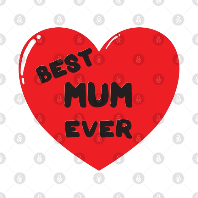 Best mum ever heart doodle hand drawn design by The Creative Clownfish