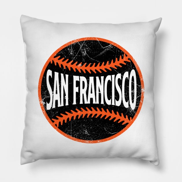 San Francisco Retro Baseball - White Pillow by KFig21