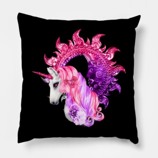 Wonderful colorful unicorn with flowers Pillow