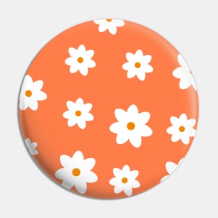 retro orange flowers print Pin