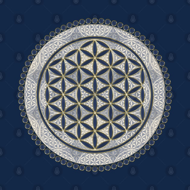 FLOWER OF LIFE - Stamp Button - Blue Grey by EDDArt