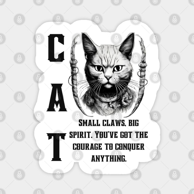 Cat's Courage: Small Claws, Big Spirit. Conquer Anything! Magnet by Inspire Me 