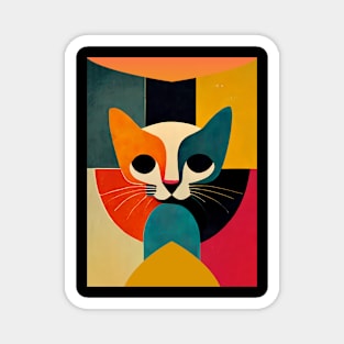 Geometric Cat Portrait Magnet