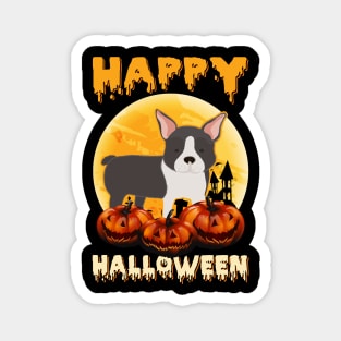 Boston Terrier Dog Scary Pumpkin Halloween Costume Magnet