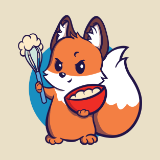 Fox baking with hand mixer Edit T-Shirt