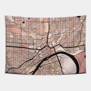 Saint Paul Map Pattern in Soft Pink Pastels Tapestry