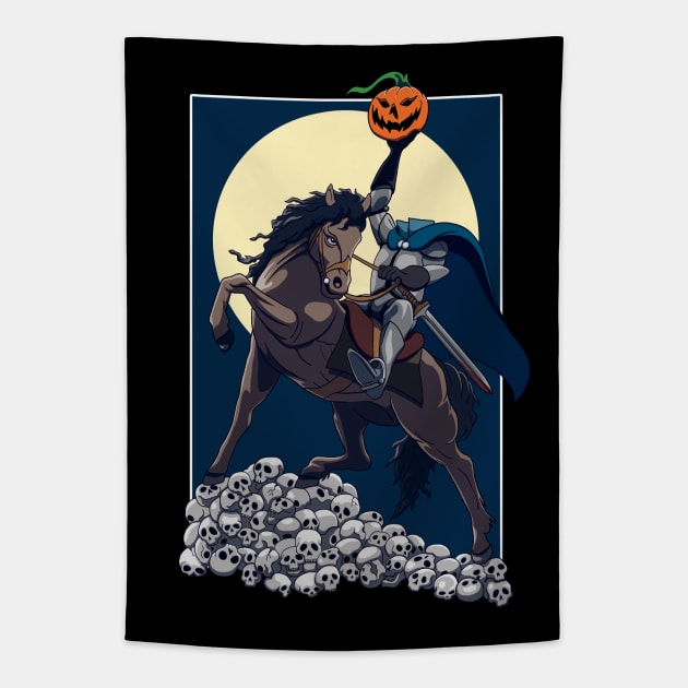 Sleepy Hollow Headless Horseman Graphic Design Tapestry by TMBTM