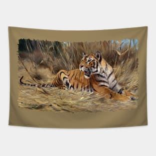 Tiger in the tall grass Tapestry