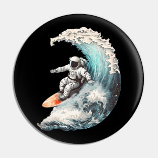 Astronaut Surfing Pin