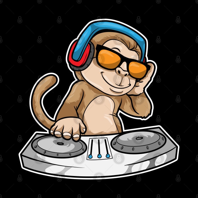 Monkey as DJ with Headphones & Mixing desk by Markus Schnabel