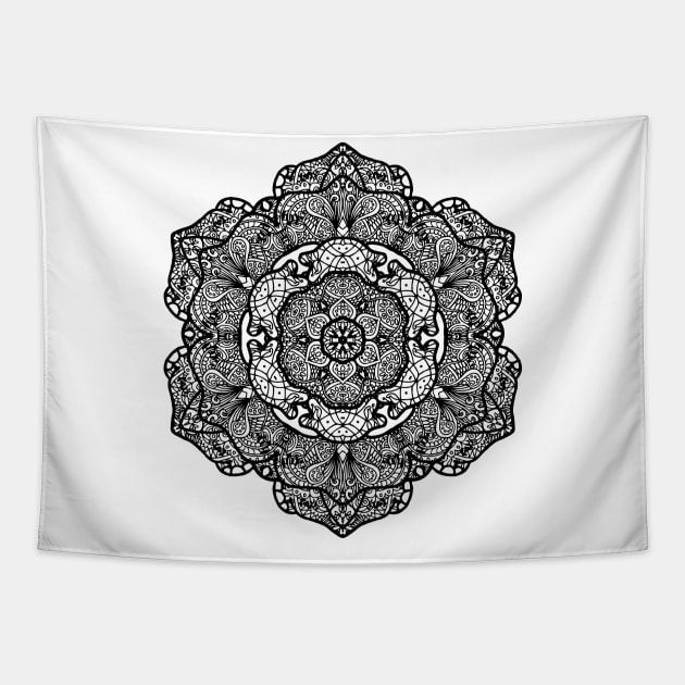 Elegant Mandala - Black Lace Tapestry by ElviraDraat