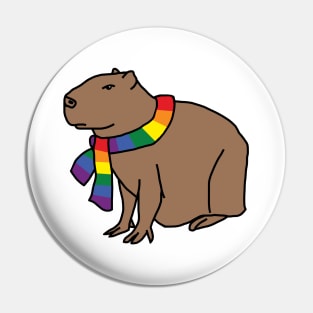 Capybara and Rainbow Pride Flag Scarf Pin