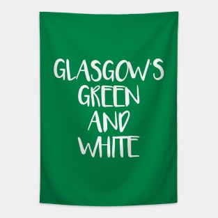 GLASGOW'S GREEN AND WHITE, Glasgow Celtic Football Club White Text Design Tapestry