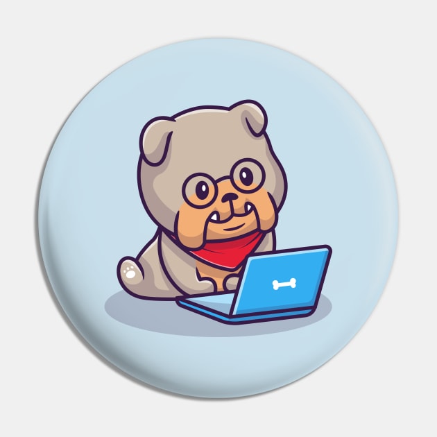 Cute Bulldog Operating Laptop Pin by Catalyst Labs