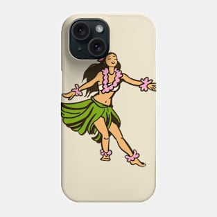 Retro Hawaiian Hula Dancer Illustration Phone Case