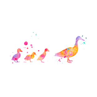 Ducklings Watercolor Painting T-Shirt