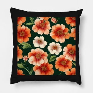 Bright Orange and Cream Flowers Pillow