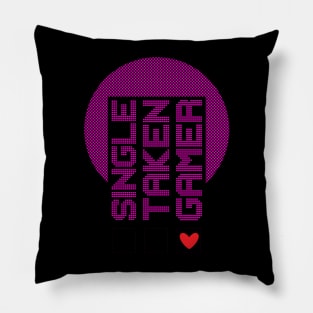 Single Taken Gamer in Pink Pixels Pillow