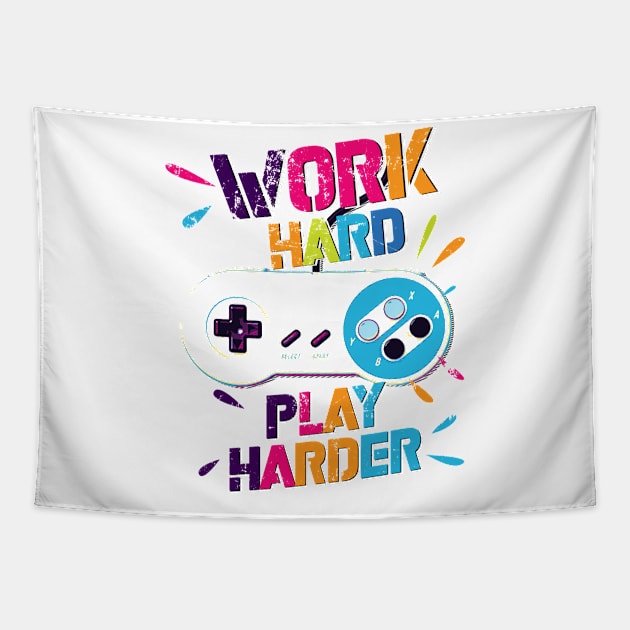 work harder play harder Tapestry by ANIMEPEDIA