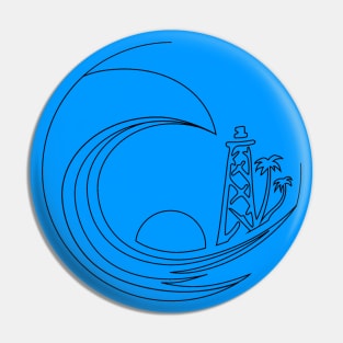 Huntington Beach, California - Round Stencil Design Pin