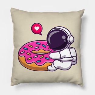 Cute Astronaut Hug Doughnut Cartoon Pillow