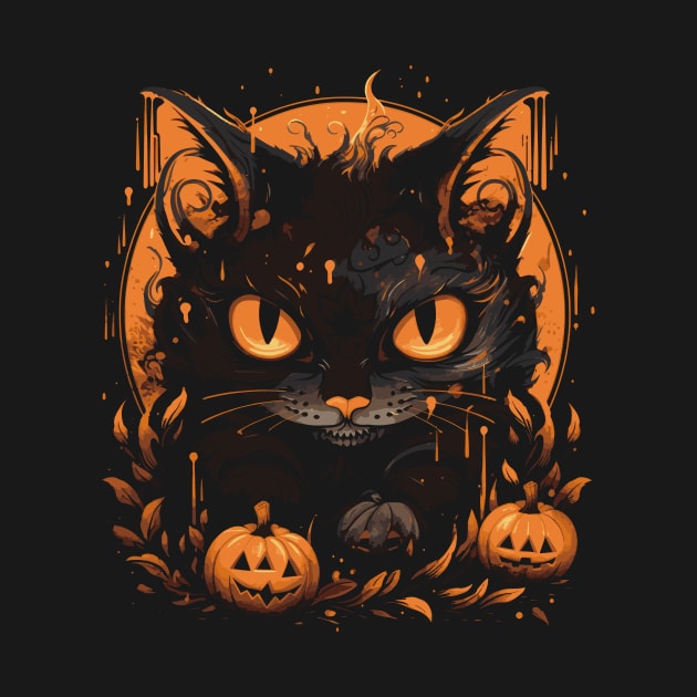 Black Cat Halloween Pumpkin Design by UNDERGROUNDROOTS