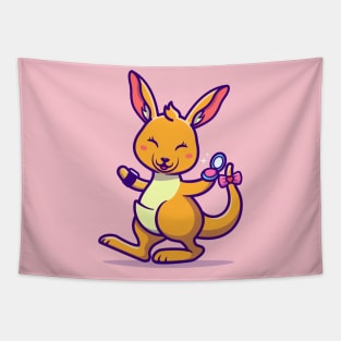 Cute Kangaroo With Make Up Cartoon Tapestry