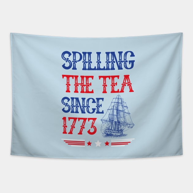 Spilling The Tea since 1773 4th of July Vintage Tapestry by Imou designs
