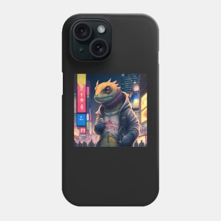 Lizzard in Tokyo Illustration Phone Case