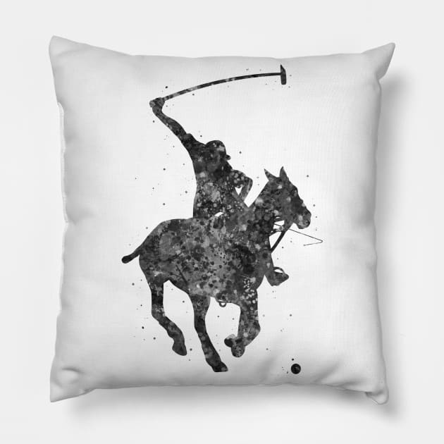 Polo sport black and white Pillow by Yahya Art