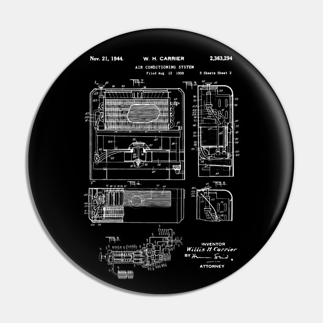 Air Conditioner Patent 1939 AC technician gift Pin by Anodyle