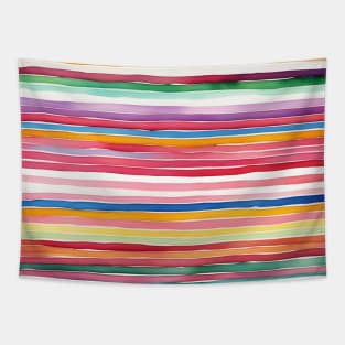 Colorful horizontal watercolor striped pattern Tapestry