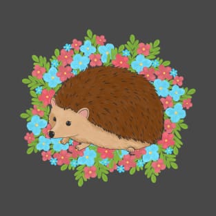 Tiny Hedgehog In The Flower Field - Green T-Shirt