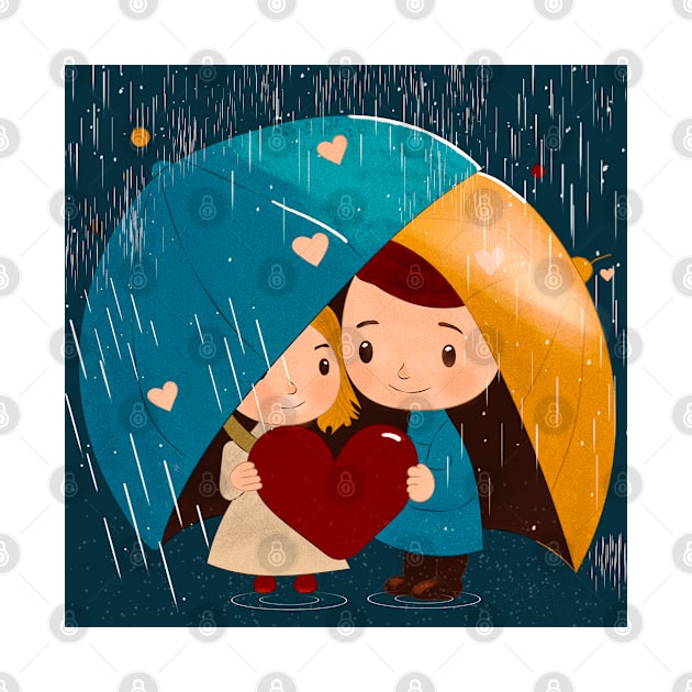 Love Beneath the Umbrella: A Rainy Romance by IstoriaDesign