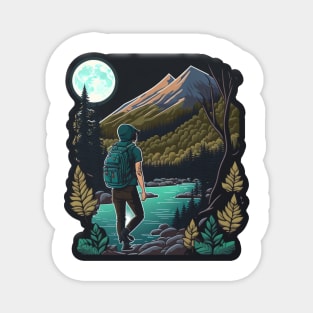 Hiking Cartoon Design - Buy and Plant a Tree Magnet